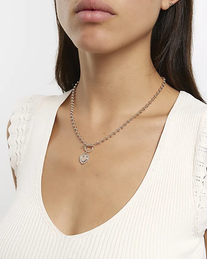 River Island Rose gold heart ball necklace Yellow Fashion