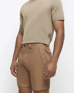 River Island Rust tapered fit shorts Brown Online