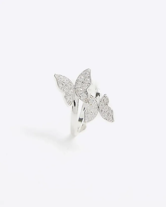 River Island Silver butterfly wrap ring Grey Outlet