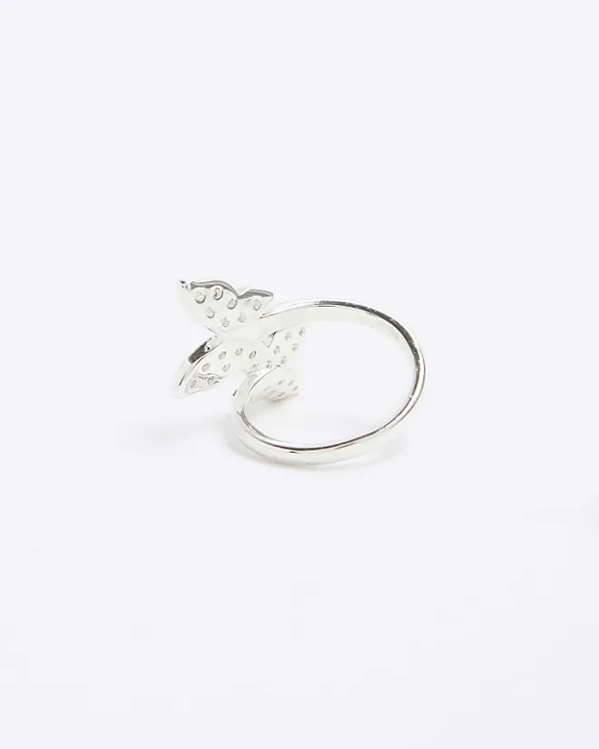 River Island Silver butterfly wrap ring Grey Outlet