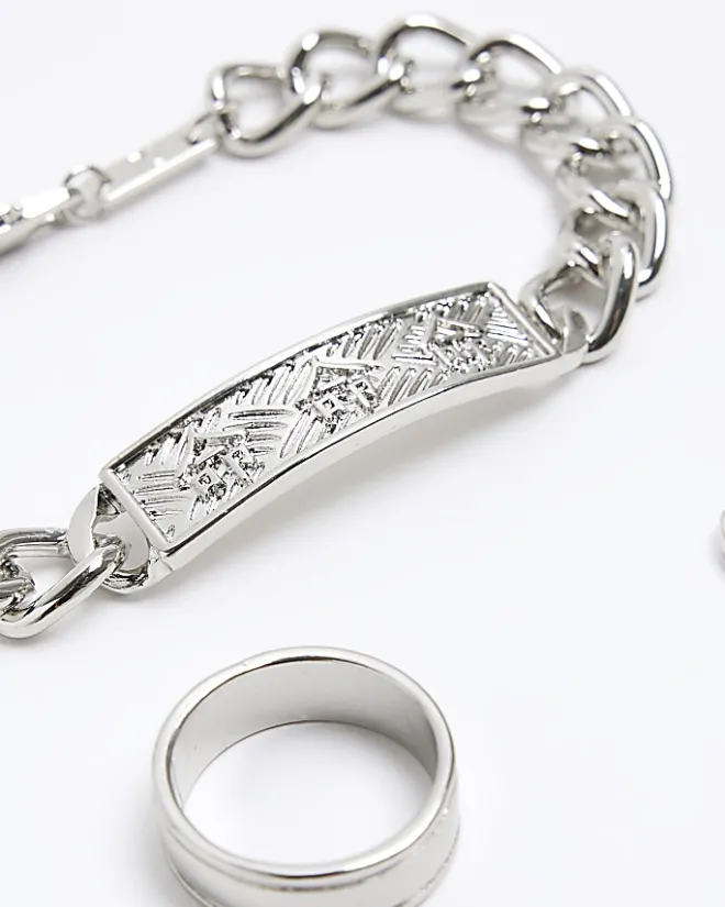 River Island Silver colour chain bracelet gift box Grey Outlet