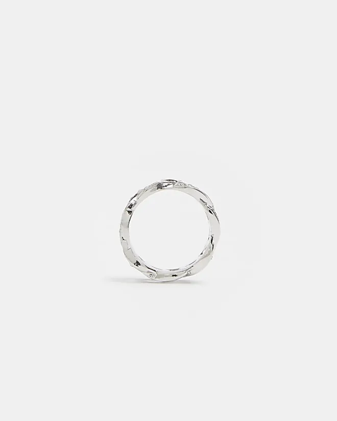 River Island Silver colour Chain Link Ring Grey Clearance