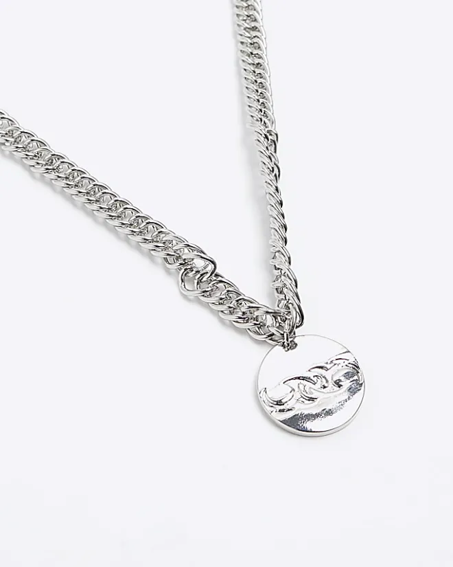 River Island Silver colour pendant necklace Grey Clearance