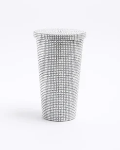 River Island Silver Diamante Cup Grey New