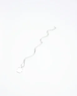 River Island Silver plated square necklace Grey Hot