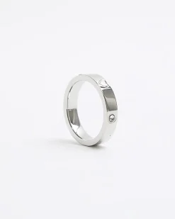 River Island Silver Stainless Steel Embellished Ring Grey Online