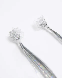 River Island Silver tinsel clip hair accessory Grey Clearance