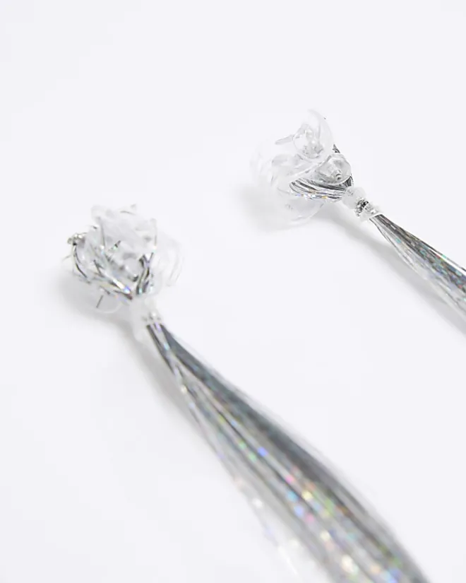 River Island Silver tinsel clip hair accessory Grey Clearance