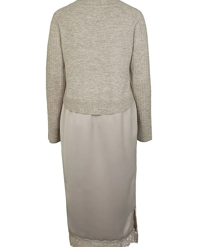 River Island Stone 2 in 1 maternity midi dress Cream New