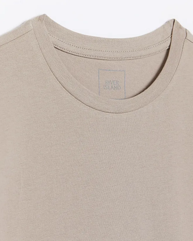 River Island muscle fit t-shirt Stone Discount