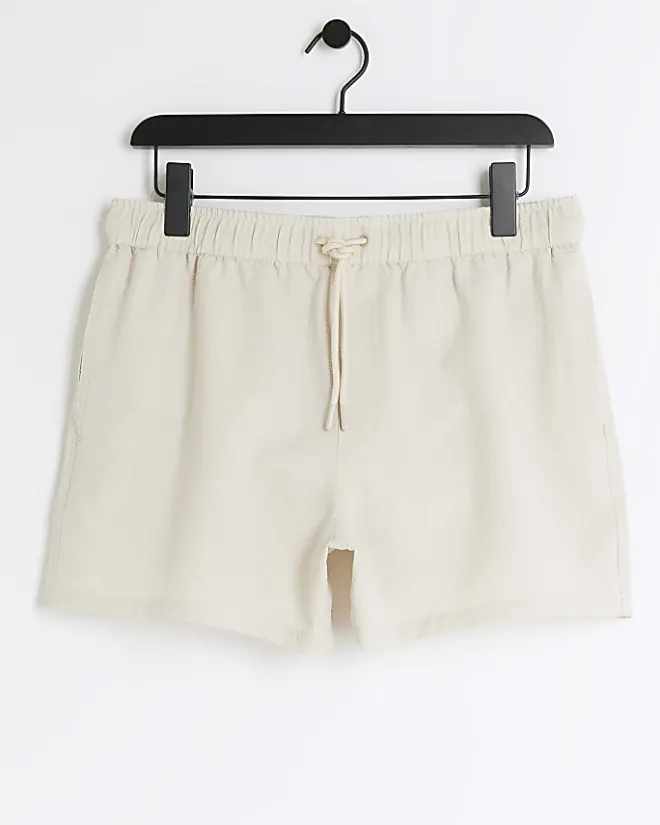 River Island regular fit seersucker swim shorts Stone Outlet
