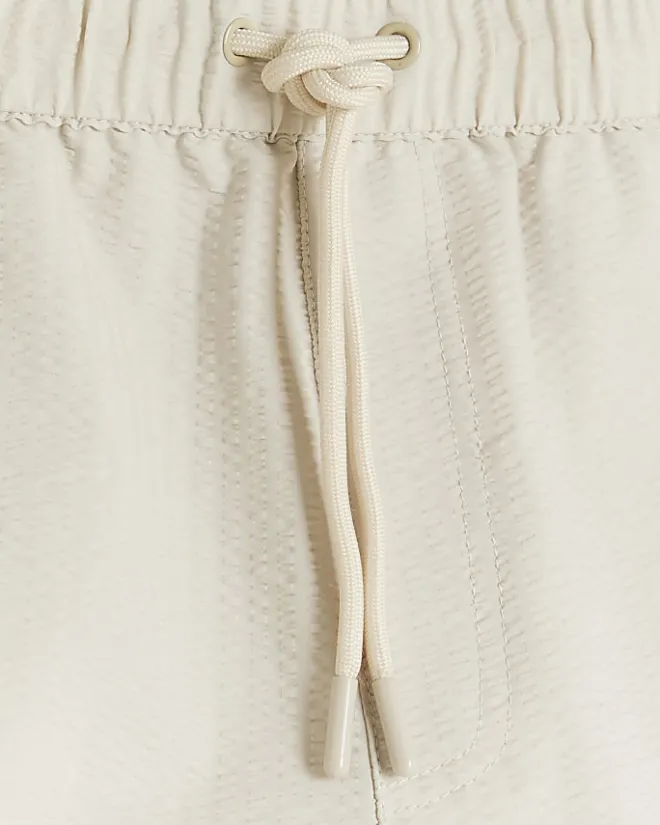 River Island regular fit seersucker swim shorts Stone Outlet