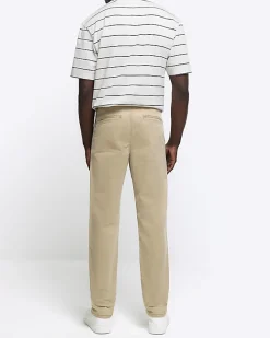 River Island slim fit casual chino trousers Stone New