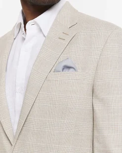 River Island slim fit check suit jacket Stone Online