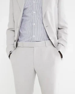 River Island slim fit linen blend suit trousers Stone Discount