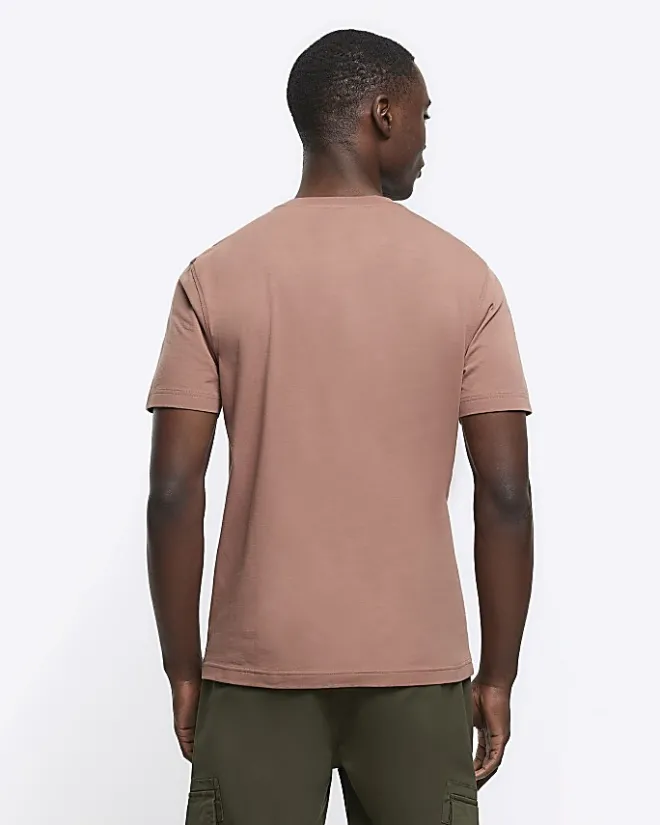River Island slim fit t-shirt Stone Discount