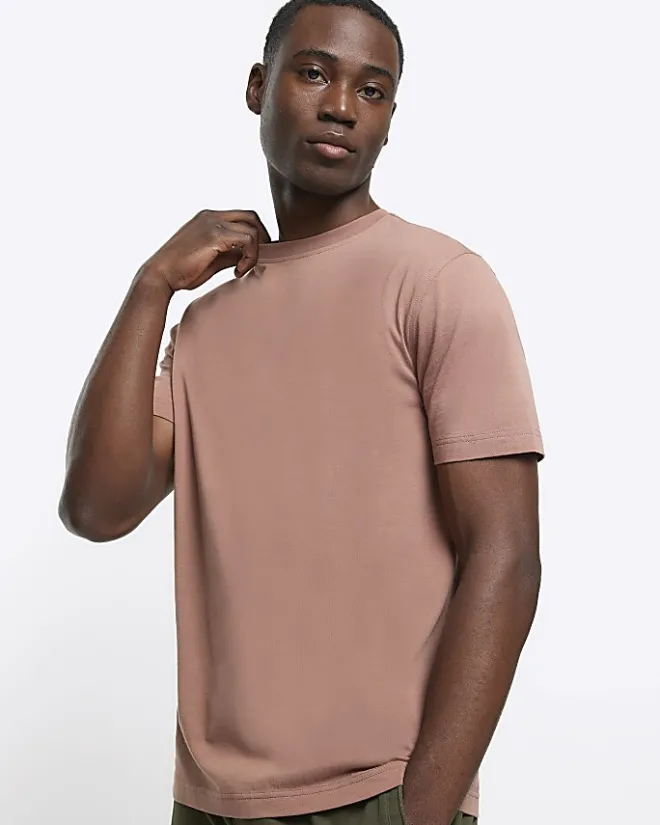 River Island slim fit t-shirt Stone Discount