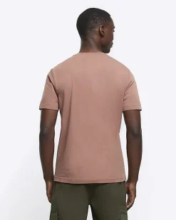 River Island slim fit t-shirt Stone Discount