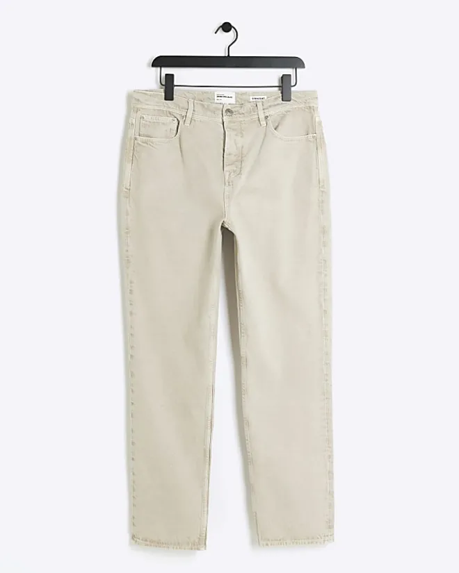 River Island Stone straight fit jeans Grey Discount