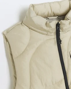 River Island wave padded gilet Stone Outlet