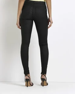 River Island Tall mid rise super skinny jeggings Black Outlet