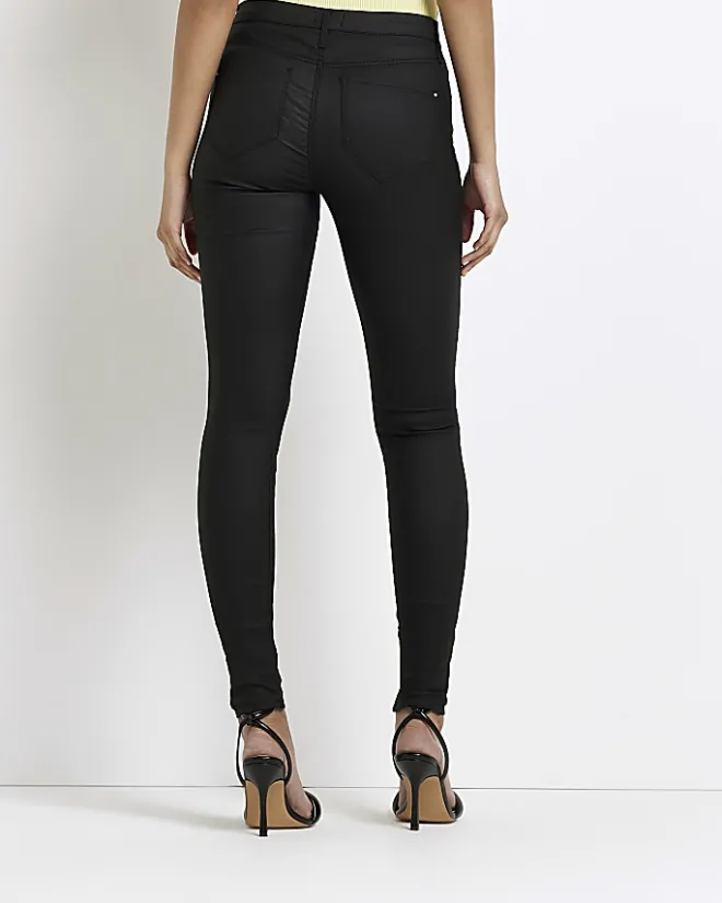 River Island Tall mid rise super skinny jeggings Black Outlet