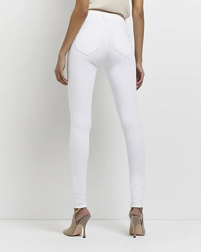 River Island Tall molly mid rise super skinny jeans White Discount