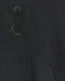 River Island Washed regular gothic graphic hoodie Black Clearance