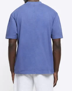 River Island Washed RI studio regular fit t-shirt Blue New