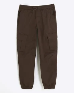 River Island Washed slim fit cargo joggers Brown Sale