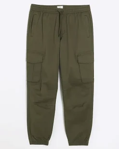 River Island Washed regular fit cargo joggers Khaki Outlet