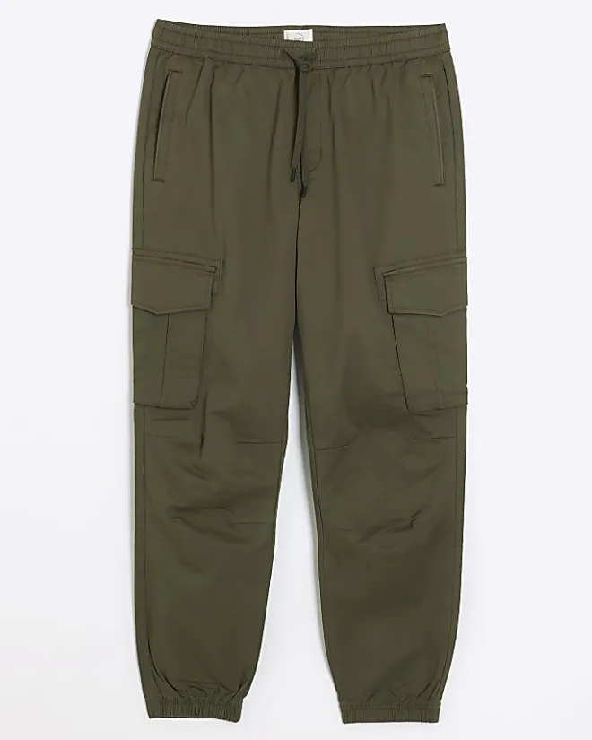 River Island Washed regular fit cargo joggers Khaki Outlet