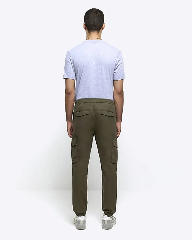 River Island Washed regular fit cargo joggers Khaki Outlet