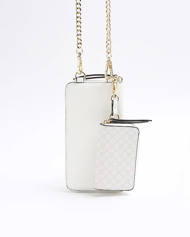 River Island 2 in 1 monogram purse White Best
