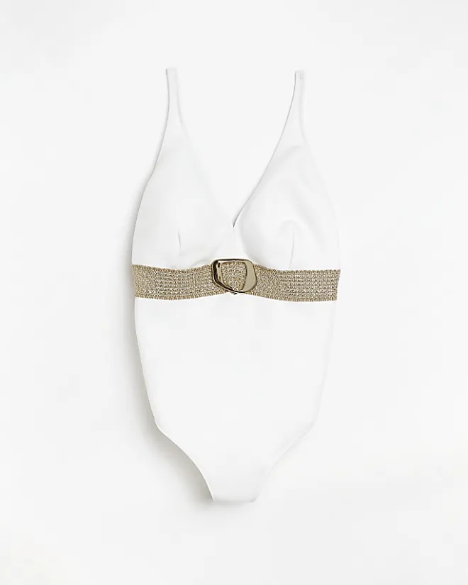 River Island belted swimsuit White Outlet