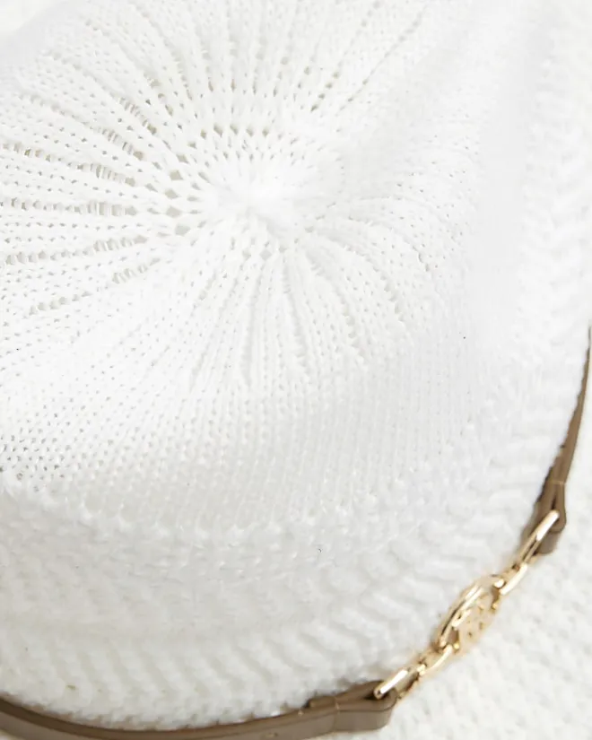 River Island Crochet Fedora Hat White Online