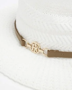 River Island Crochet Fedora Hat White Online