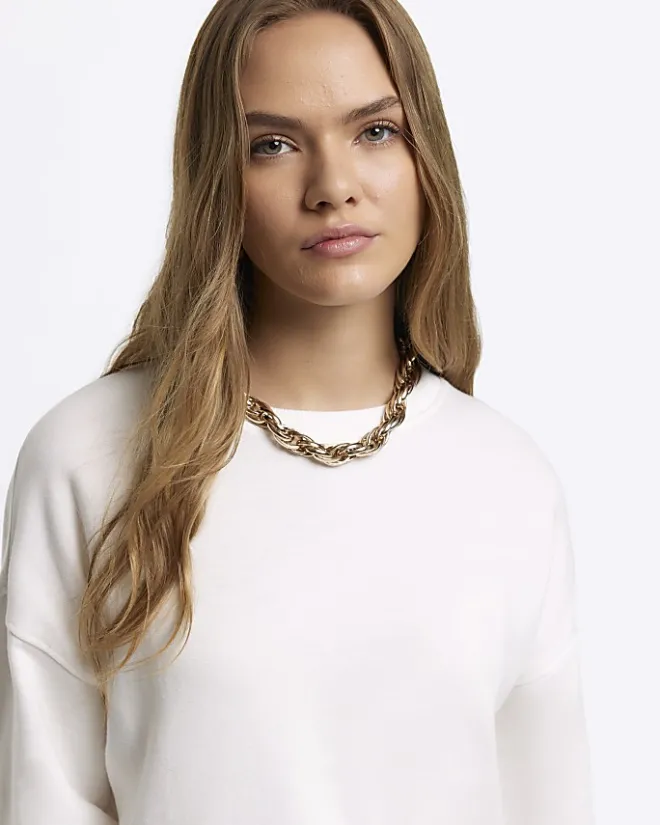 River Island crop plain sweatshirt White Hot