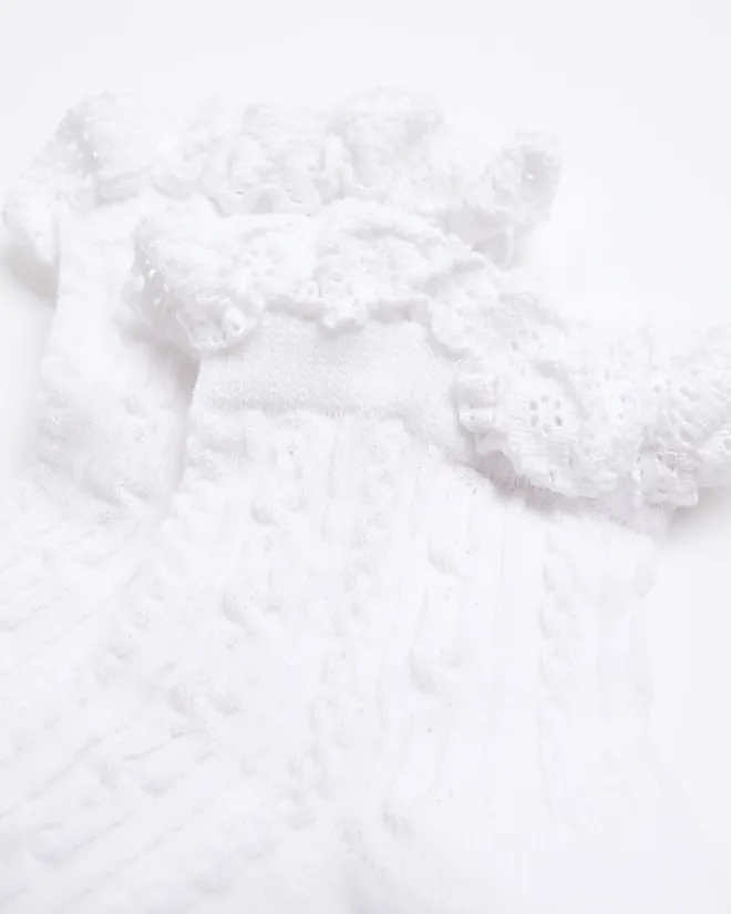 River Island lace frill ankle socks White Clearance