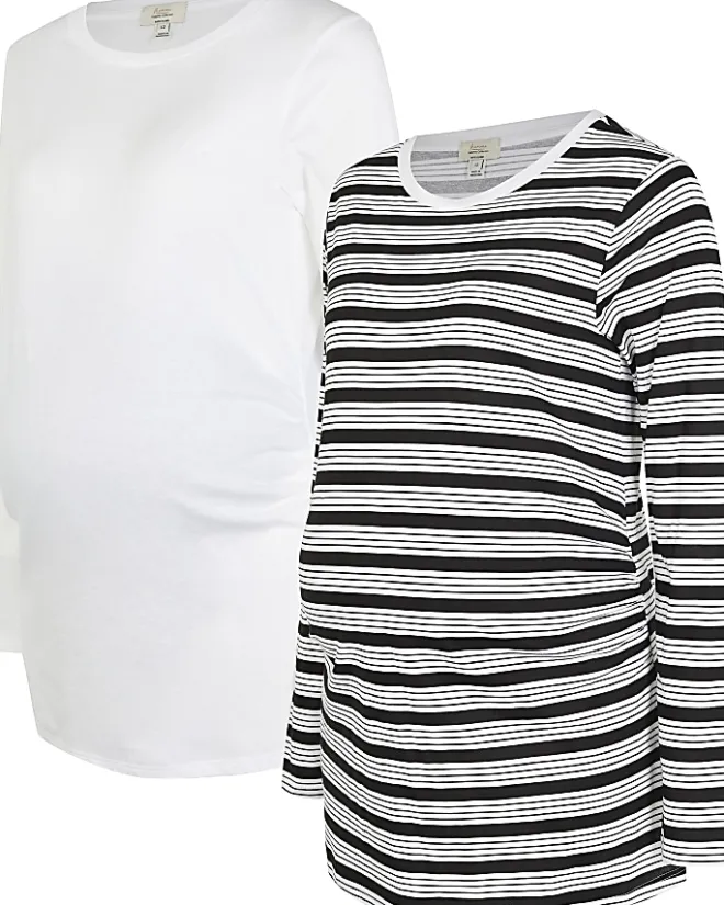 River Island maternity long sleeve t-shirt multipack White Online
