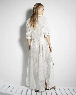 River Island mesh sequin beach maxi shirt dress White Fashion