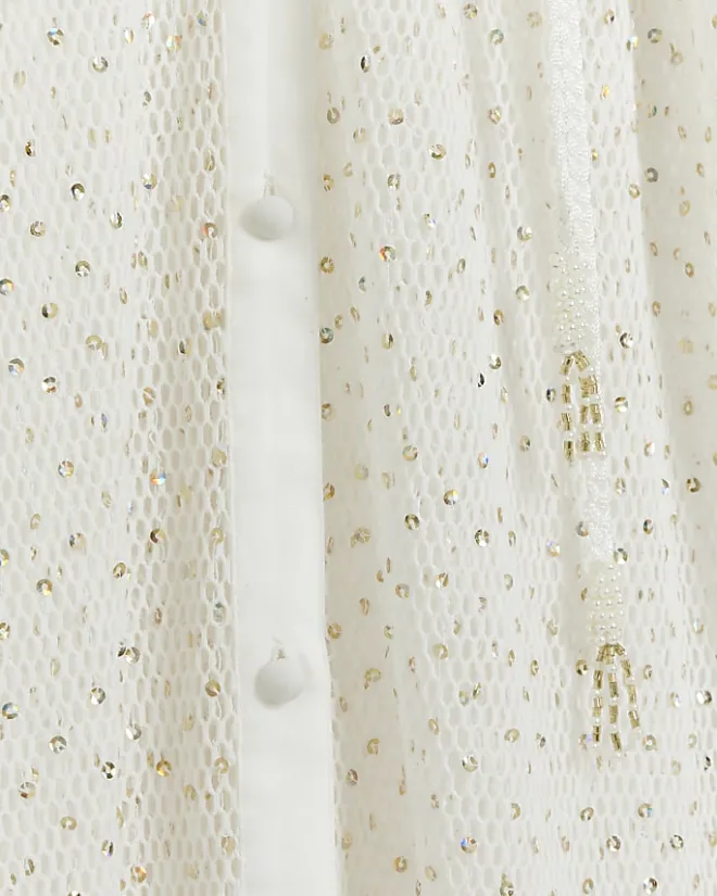 River Island mesh sequin beach maxi shirt dress White Fashion