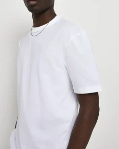 River Island multipack of 5 regular fit t-shirts White Clearance