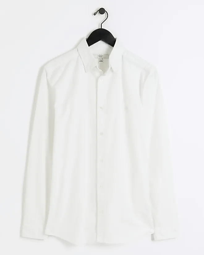 River Island muscle fit oxford smart shirt White Clearance