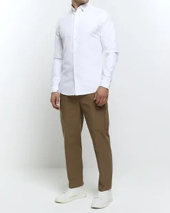 River Island muscle fit oxford smart shirt White Clearance