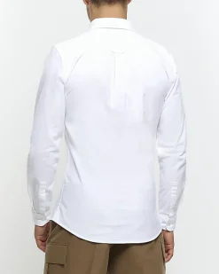 River Island muscle fit oxford smart shirt White Clearance
