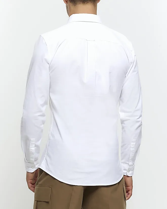 River Island muscle fit oxford smart shirt White Clearance
