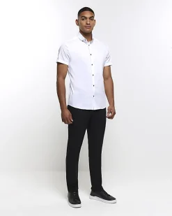 River Island muscle fit short sleeve shirt White Best