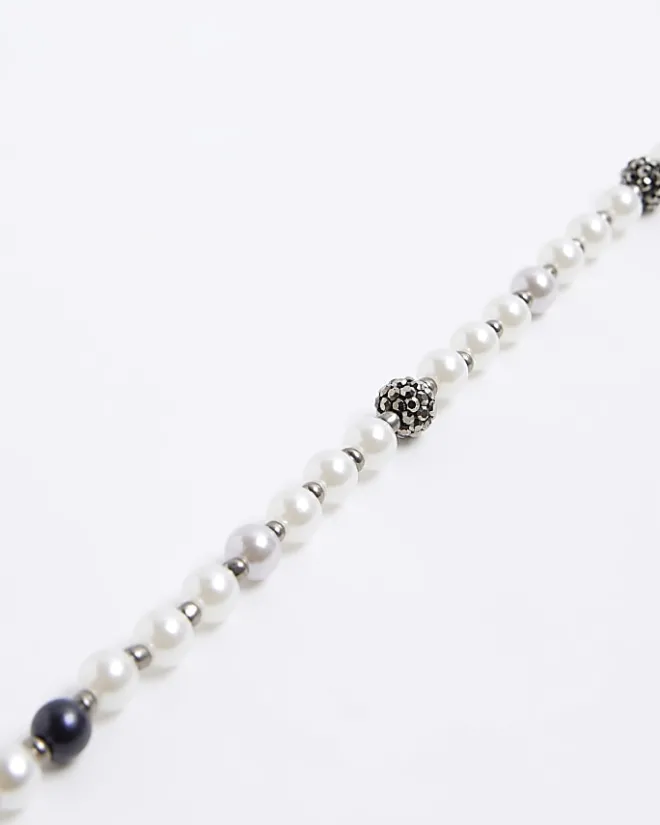 River Island pearl beaded necklace White New
