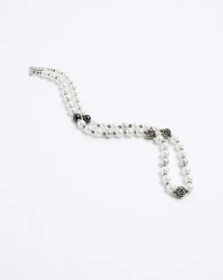 River Island pearl beaded necklace White New